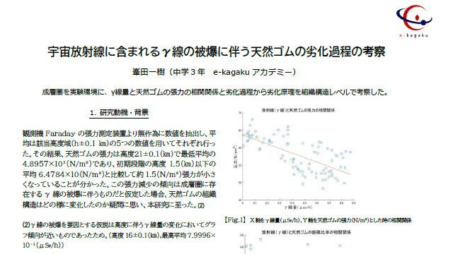 宇宙放射線に含まれるγ線の被爆に伴う天然ゴムの劣化過程の考察